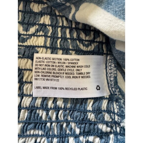 Ava & Viv Size X(14) Blue White Peasant Top Puff Sleeves Smocked Back - Picture 4 of 7